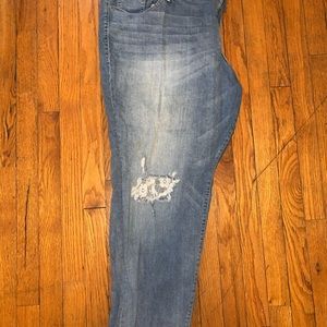 Torrid lace distressed boyfriend jeans